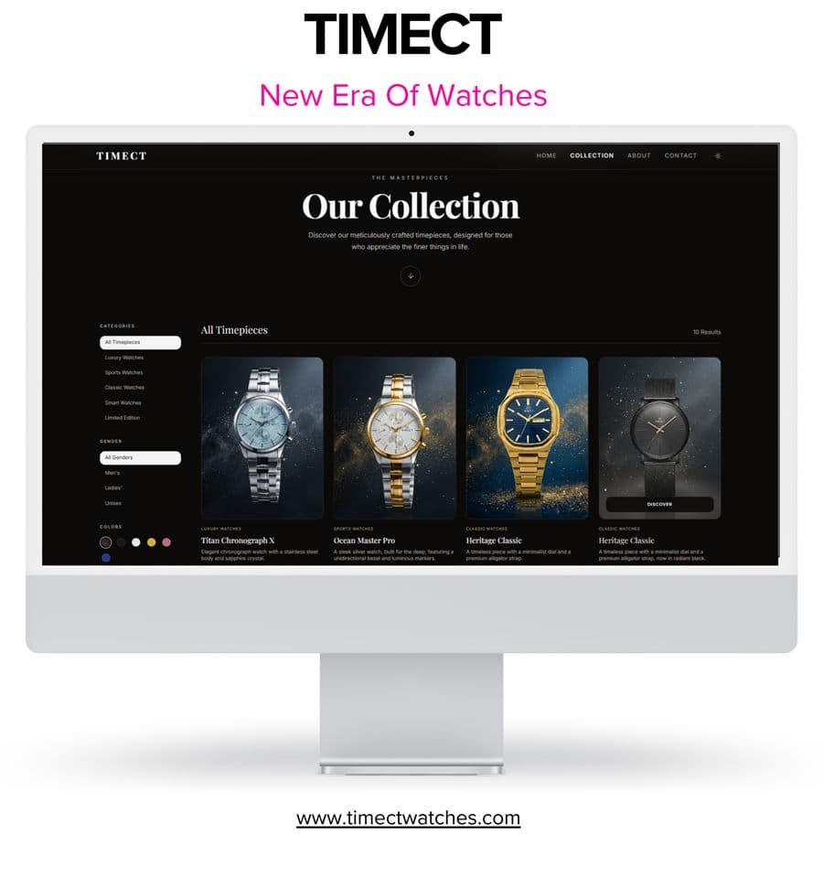 Timect Watches e-commerce website designed and developed by 2PixelCraft