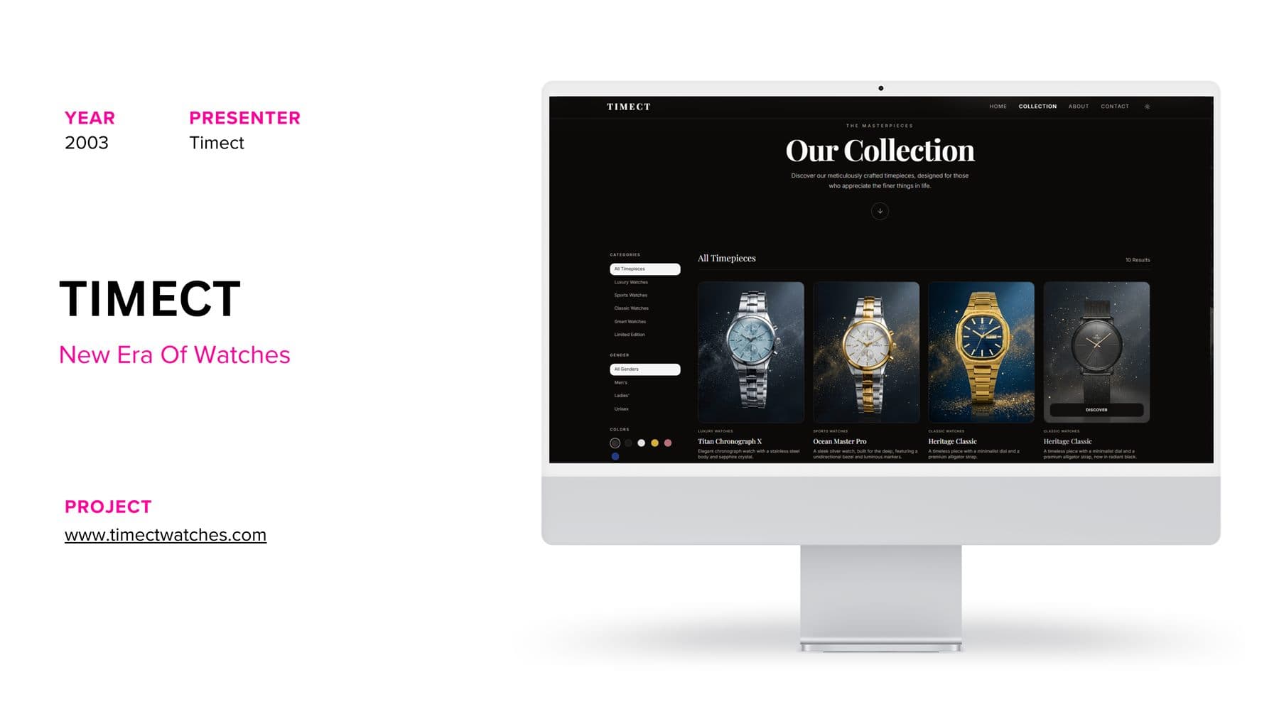 Timect Watches e-commerce website designed and developed by 2PixelCraft