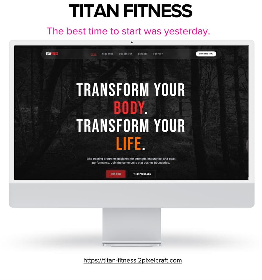 Titan Fitness gym website designed and developed by 2PixelCraft